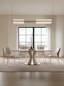 Svetlo luxusné rock rada jedálenský stôl moderný jednoduchý obdĺžnikový francúzsky krém štýle high-end jedálenský stôl a stoličky zmes