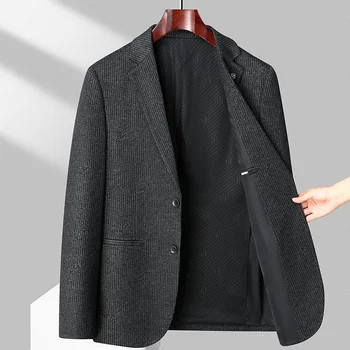 Nové 2023 Jeseň Zimné pánske Obleky Jedno Pevné Prúžok Textílie Bunda Voľné Blejzre Business Bežné Coats Outwear Top Windbreaker