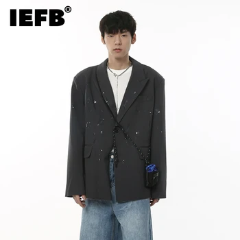 IEFB Elegantný Oblek Muž Osobnosti Maľované Graffiti Bežné Blejzre Trend Mužov Voľné Bundy kórejský Štýl Módny, Elegantný Kabát 9C2067