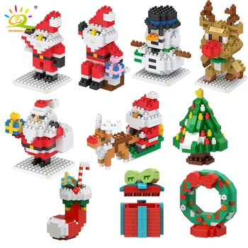 HUIQIBAO Mini Bloky Vianoce, Santa Claus Model Micro Tehly stavebným Hračka Pre Deti Snehuliak detské Hračky Vianočný Darček