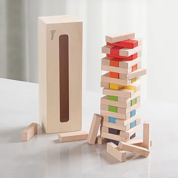 Detské Drevené Puzzle Blok Hračky s 54 Kusov z Bukového Dreva, Skladaný Vysoko Dym a Hrať Rodič-dieťa, Stolné Hry
