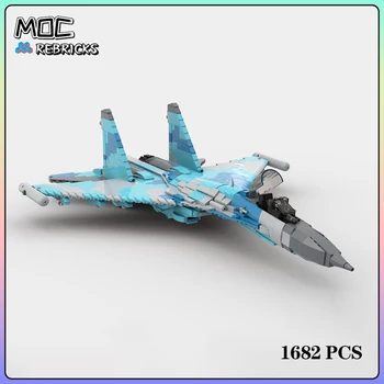 Vojenské Vybavenie ruského letectva 4.++ Generácie Modrá SU-35 MOC stavebným Zostaviť Model Auta DIY Displej Hračky, Darčeky