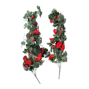 ŠIJE-Umelé Ruže Falošné Kvety Visí Rastlinné Steny Domov Balkón Kôš Dekor Pack 2