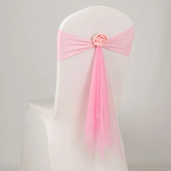 Stolička 50 Biely Svadobný Krídla Kapela Pink Kusov Spandex Mušelínu Narodeniny Úsek Kvety Udalosti Dekorácie Modrá Strana Zlato