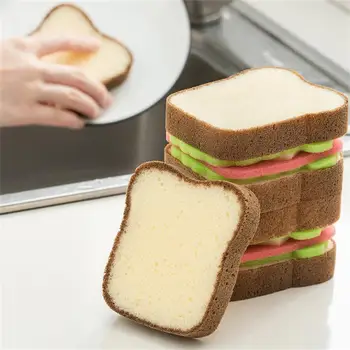 Kreatívne Toast Tvar Misky-umývacie Špongie Umývateľný Práčky Nástroje, Kuchynské Doplnky pre Domácnosť na Čistenie Gadget
